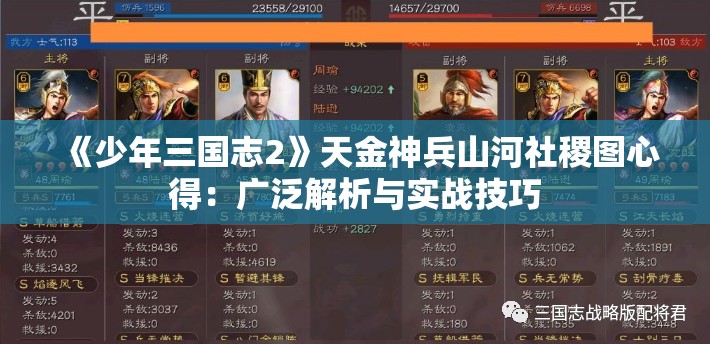 《少年三国志2》天金神兵山河社稷图心得：广泛解析与实战技巧