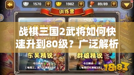 战棋三国2武将如何快速升到80级？广泛解析速升技巧